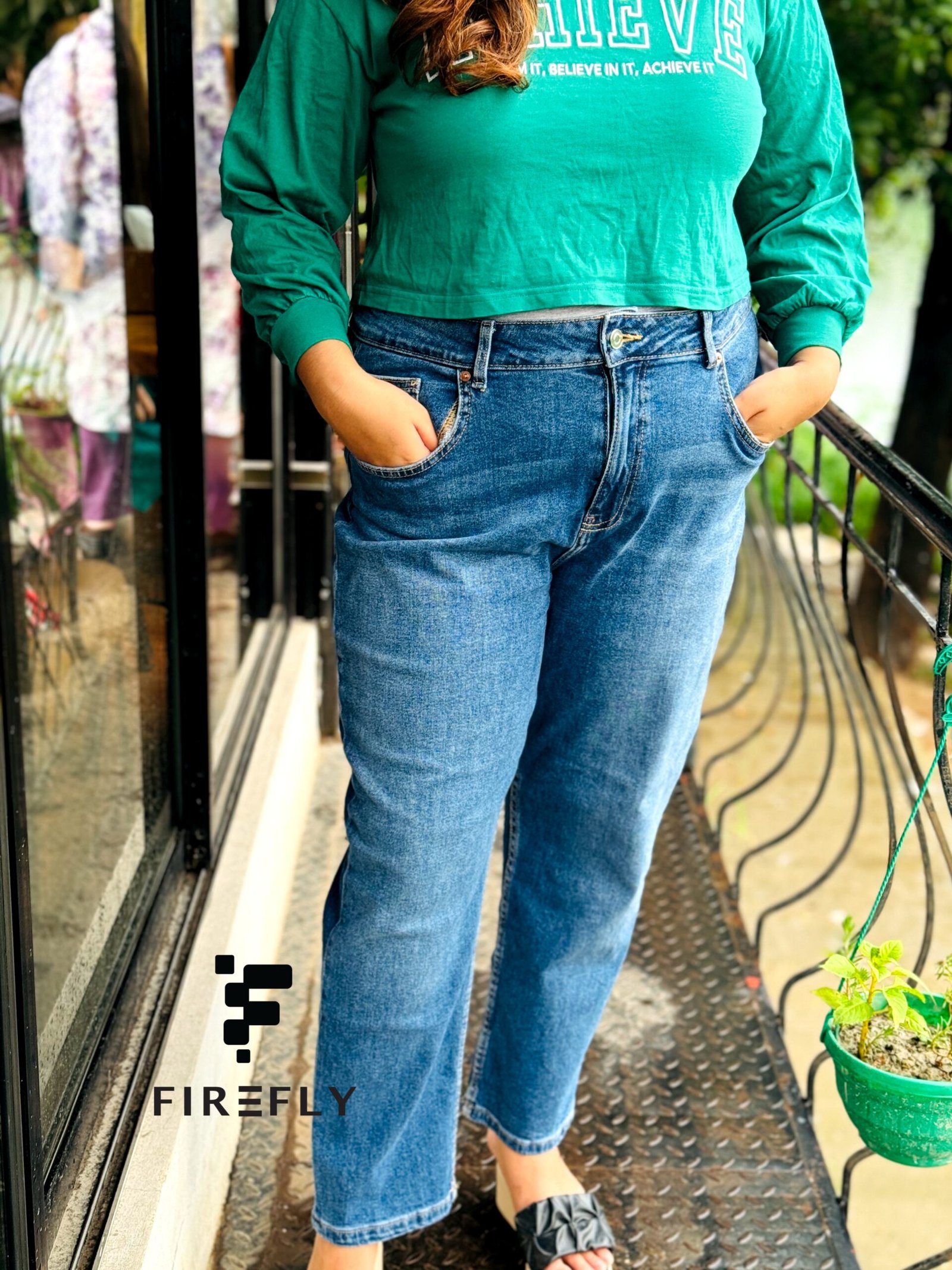 High Waist Stretchable Mom Jeans - Image 2