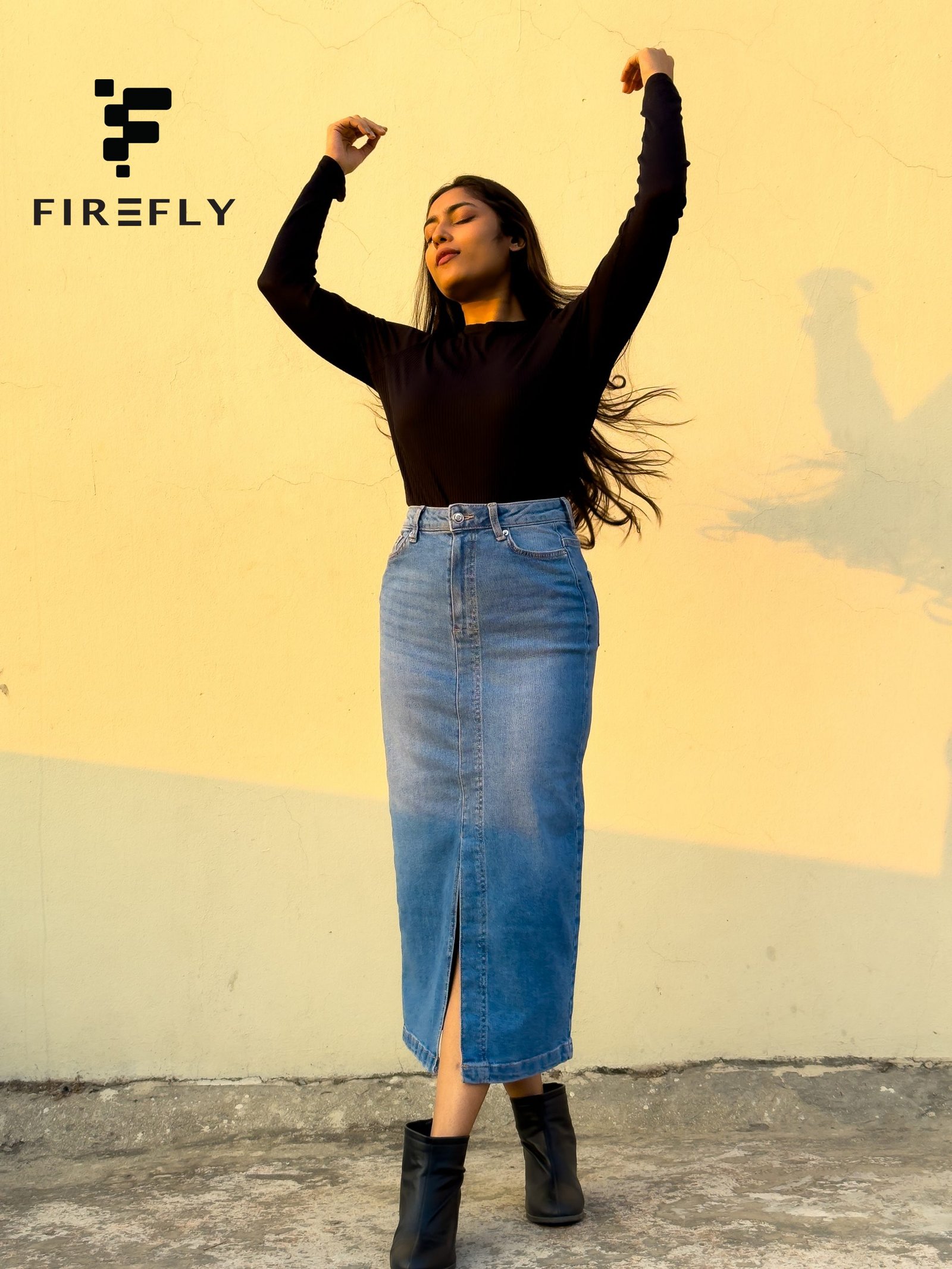 Firefly High Waist Denim Skirt