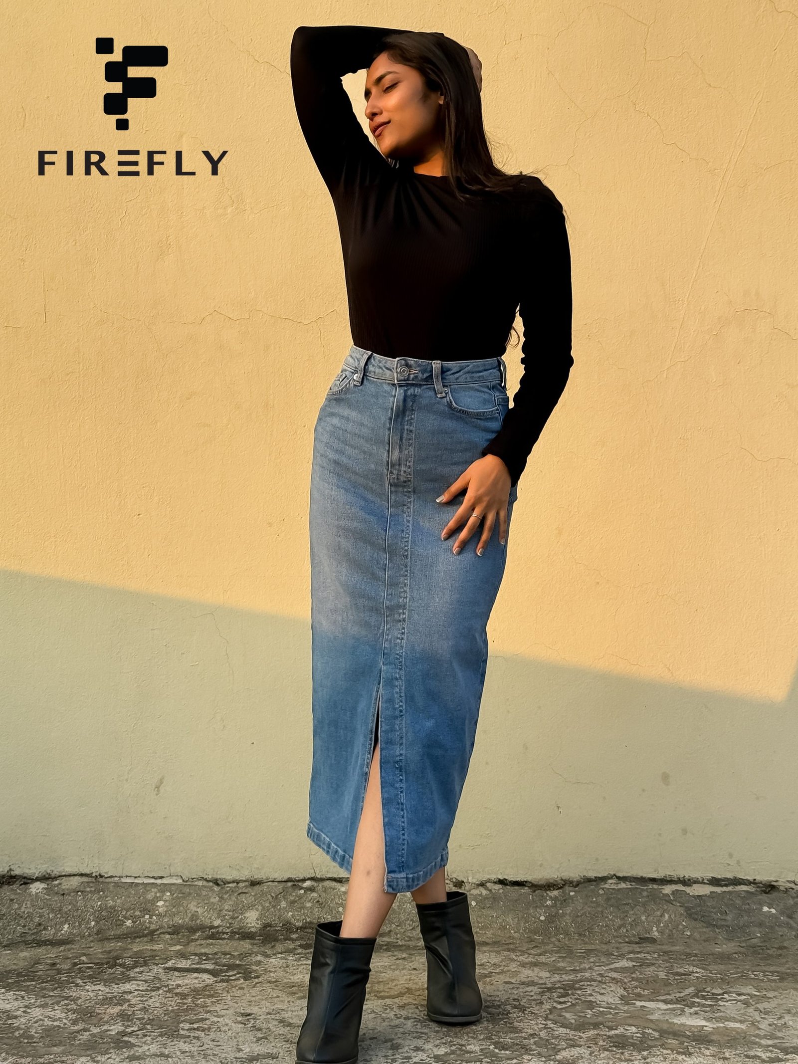 Firefly High Waist Denim Skirt - Image 4