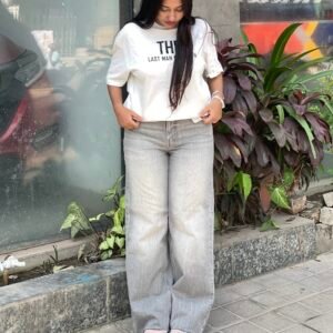 Hem Cut- High Rise Wide Leg