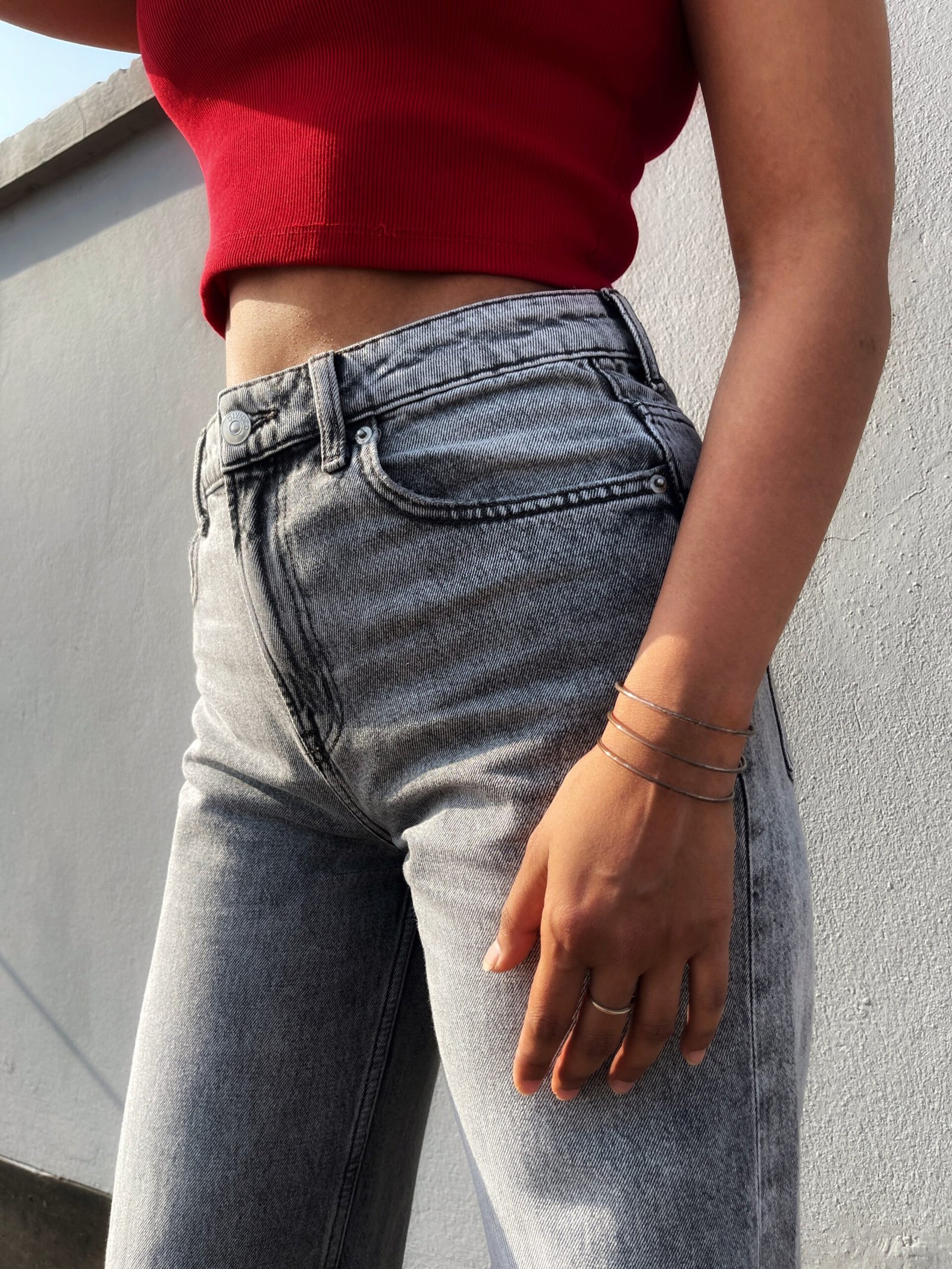Grey High Waist Wide Leg Jeans - Image 2