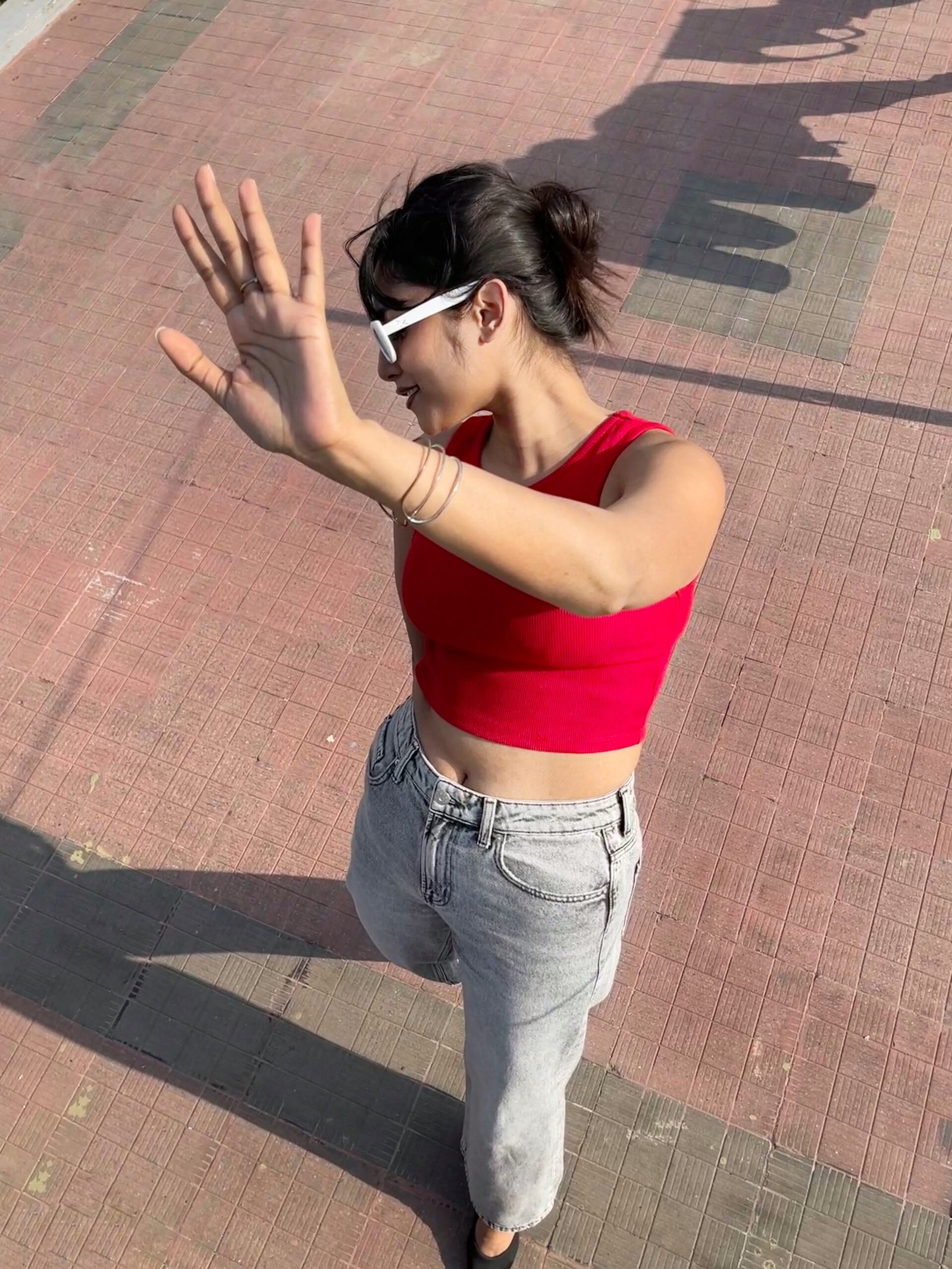 Grey High Waist Wide Leg Jeans - Image 3