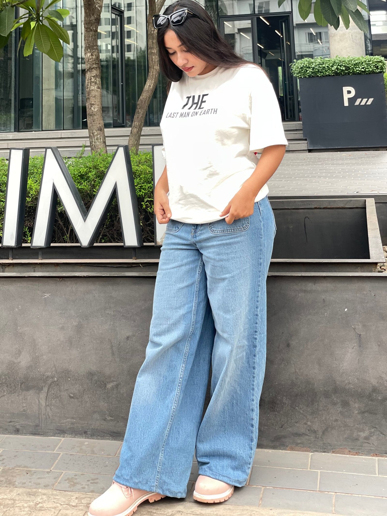 High Waist- Blue Wide Leg Jeans